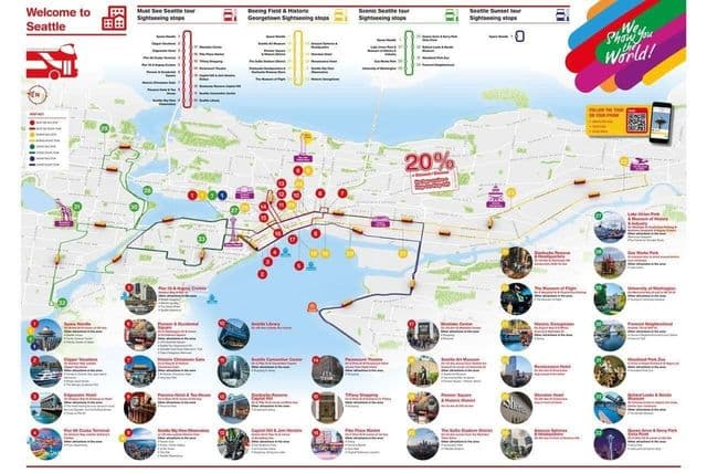 سياتل هوب أون هوب أوف خريطة جولات الحافلات